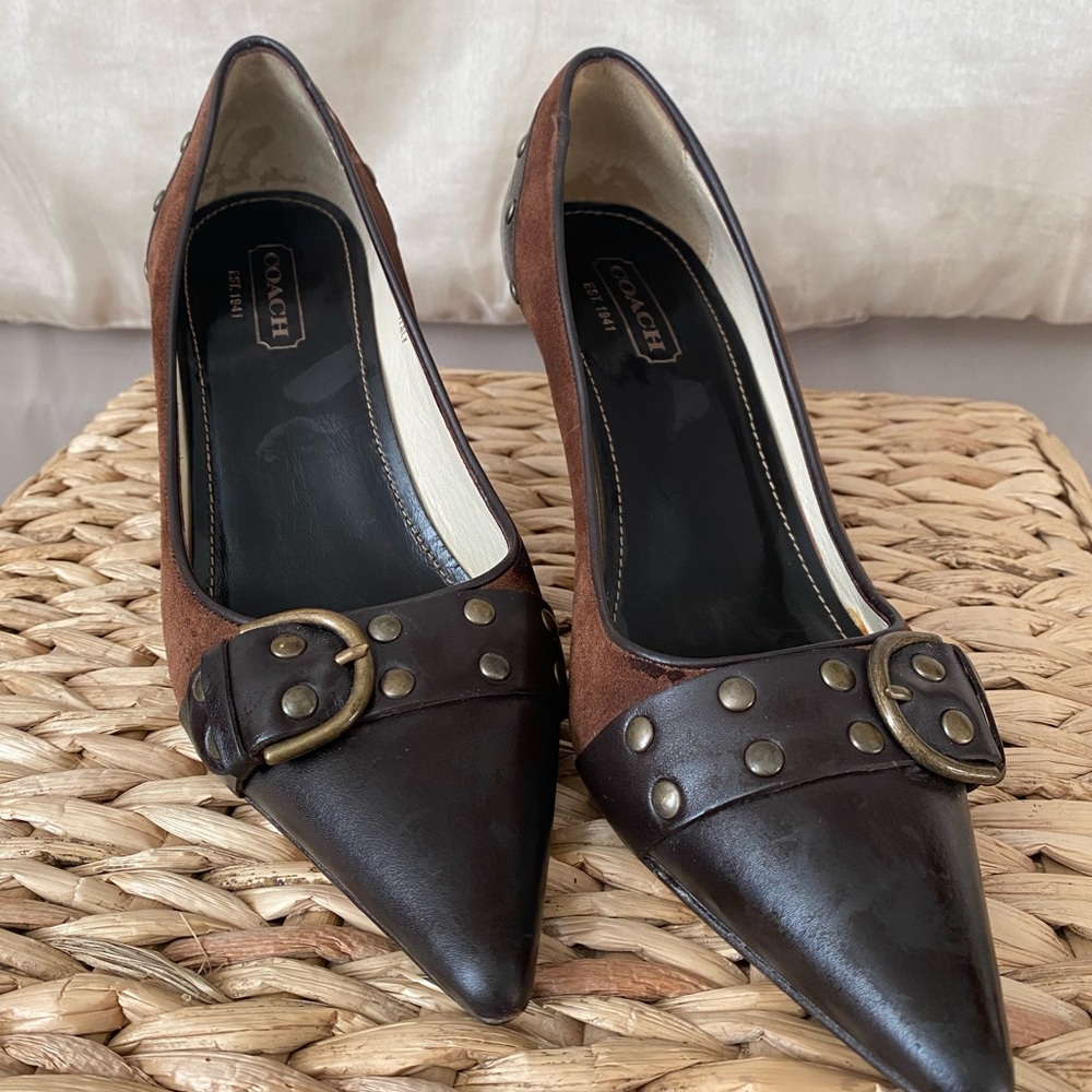 Coach Black and Brown Studded Heels